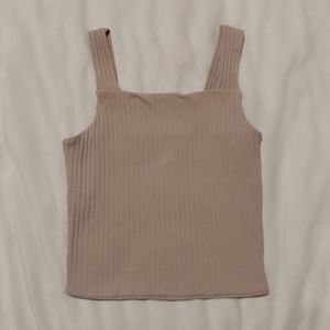 Pinkish Gray Ribbed Tank Top